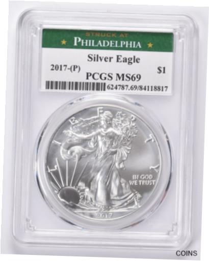 【極美品/品質保証書付】 アンティークコイン コイン 金貨 銀貨 [送料無料] 2017 (P) PCGS American Silver Eagle MS69 Philadelphia Green Label *0755