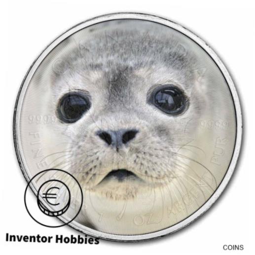  アンティークコイン コイン 金貨 銀貨  Baby Seal - Colorized Canadian Maple Leaf 1oz 99.99% Pure Silver Coin