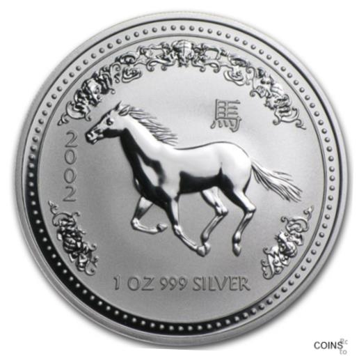 【極美品/品質保証書付】 アンティークコイン コイン 金貨 銀貨 送料無料 2002 Australia Lunar Year of the Horse Series I 1 oz .999 silver coin Perth MInt