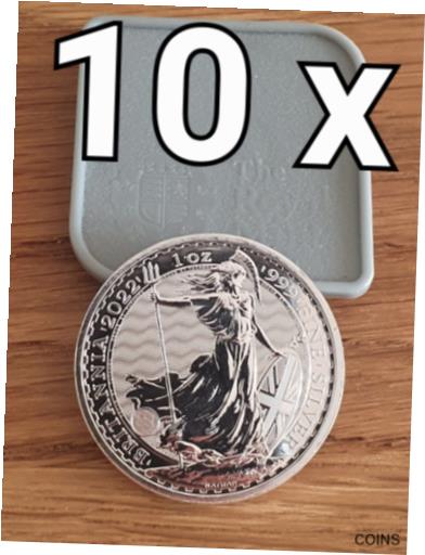 【極美品/品質保証書付】 アンティークコイン コイン 金貨 銀貨 [送料無料] Britannia 2022 1oz One Ounce Silver Coin Bullion - 10 coins - item 001