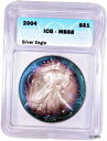  アンティークコイン コイン 金貨 銀貨  2004 American Silver Eagle $1 Gem Brilliant UNC ICG MS68 Pretty Toning!