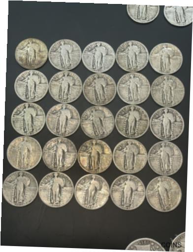 ڶ/ʼݾڽա ƥ    [̵] Lot of 25 Standing Liberty Silver Quarter Dollars with Better Dates