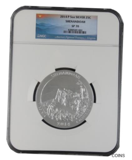  アンティークコイン コイン 金貨 銀貨  2014 P Shenandoah 5oz Silver Coin NGC SP70 ER Cracked Slab See Item Specifics