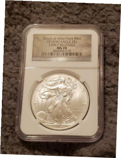  アンティークコイン コイン 金貨 銀貨  2014 (W) Silver Eagle NGC MS 70 Early Releases - Struck at West Point