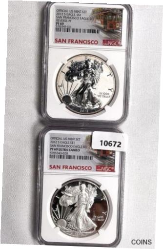 yɔi/iۏ؏tz AeB[NRC RC   [] 2012-S Set (2) Silver Eagle NGC PF69 1 UC, 1 Rev Proof