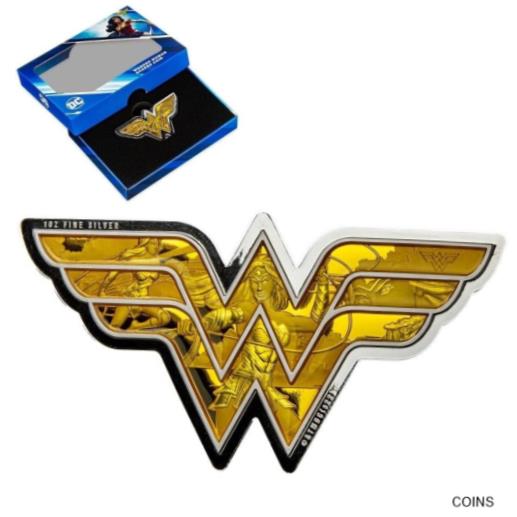 【極美品/品質保証書付】 アンティークコイン コイン 金貨 銀貨 送料無料 2022 Cook Islands 1 oz DC Comics Wonder Woman Emblem Shaped Silver Coin (w/Box)