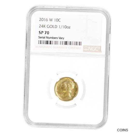 yɔi/iۏ؏tz AeB[NRC RC   [] 2016 W 1/10 oz Mercury Dime Centennial Gold Coin NGC SP 70