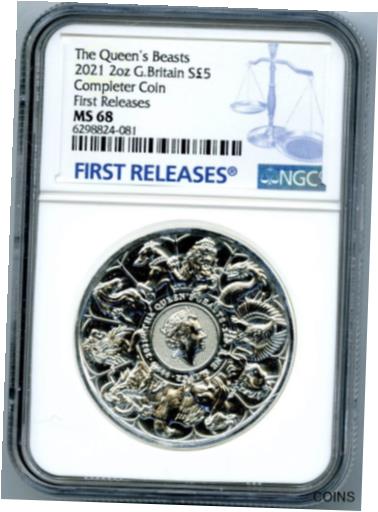  アンティークコイン コイン 金貨 銀貨  2021 GREAT BRITAIN 2OZ SILVER NGC MS68 QUEEN'S BEASTS COMPLETER COIN - EX THICK