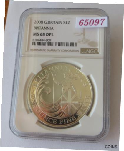 【極美品/品質保証書付】 アンティークコイン コイン 金貨 銀貨 [送料無料] 2008 Silver Britannia 2 Pound Coin ~ Certified By NGC To Be MS 68 DPL ~ #65097