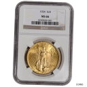 1924 US ゴールド $20 サンゴーデン ダブル イーグル - NGC MS66 1924 US Gold $20 Saint-Gaudens Doubl...