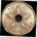 1927 ベルギー コンゴ 10 センタイムズ コイン - NGC MS 66 - KM# 18 - トップ ポップ 1927 Belgian Congo 10...