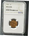 1941 P リンカーン ウィート セント ペニー コイン NGC MS66 RD レッド 1941 P Lincoln Wheat Cent Penny Co...