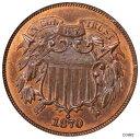 POP 1 シングル 最高級 1870 2C MS66BN NGC 2 セント - パラダイム コイン POP 1 Single Finest 1870 2C ...