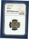 1952 D NGC MS66 ジェファーソン ニッケル 5c 米国造幣局 1952-D NGC MS-66 PQ コイン! 1952 D NGC MS66 J...