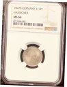 1847 B ドイツ 1/12 ターラー ハノーファー NGC MS 66 銀貨 1847 B Germany 1/12 Taler Hannover NGC ...