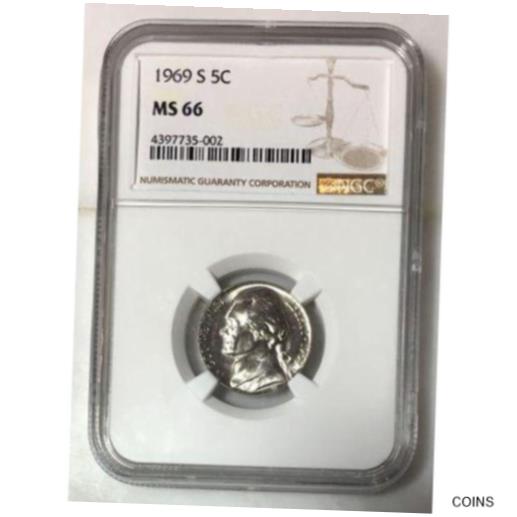  アンティークコイン コイン 金貨 銀貨  1969 S Jefferson Nickel NGC MS66 ***Rev. Tye's Coin Stache*** #500292