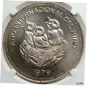 【極美品/品質保証書付】 アンティークコイン コイン 金貨 銀貨 送料無料 1979 COSTA RICA Year of the Child UNESCO OLD Silver 100 Colones NGC Coin i105779