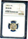 1940 S NGC MS66 FB マーキュリー ダイム 10c 米国造幣局銀貨 1940-S NGC MS-66 FB 1940 S NGC MS66 FB...