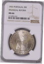 1953 ポルトガル 20 E NGC MS 66、金融改革ウィッター コイン 1953 Portugal 20 E NGC MS 66, Financial ...