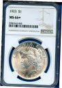 1923 P NGC MS66+ ピース シルバー ダラー $1 米国造幣局コイン 1923-P MS-66+ プラス PQ すごい! 1923 P NGC M...