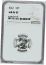 1961 ルーズベルト ダイム NGC MS66 FB FT フルバンド 90% シルバー US コイン #206-046 1961 Roosevelt Dim...
