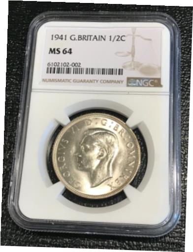 NGC MS64 1941 イギリス英語 1/2C ハーフクラウン シルバー コイン-DEC282 NGC MS64 1941 GREAT BRITAIN ENGLISH 1/2C HALF CROWN SILVER COIN-DEC282