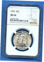1943 P NGC MS64 ウォーキング リバティ ハーフダラー 50c 米国造幣局コイン 1943-P MS-64 PQ ! 1943 P NGC MS6...