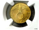 NGC MS-64 ナチスドイツ卍 1938-A 5 帝国ペニヒコイン 第 3 帝国造幣局 UNC! NGC MS-64 NAZI GERMAN SWASTIK...