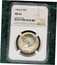 1964 D NGC MS 64 シルバー ケネディ ハーフダラー、認定 MS64 シルバー 50 セント コイン 1964 D NGC MS 64 Silve...