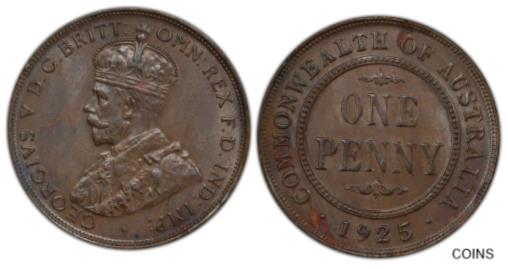 【極美品/品質保証書付】 アンティークコイン 硬貨 1925 Australia Penny Broken N Variety PCGS MS62BN Top Pop 1/0 #4223 [送料無料] #oot-wr-013091-860