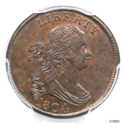 【極美品/品質保証書付】 アンティークコイン 硬貨 1804 C-9 R-2 PCGS MS 63 BN Crosslet 4, Stems Draped Bust Half Cent Coin 1/2c [送料無料] #oct-wr-013092-524