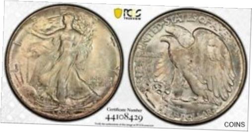 【極美品/品質保証書付】 アンティークコイン コイン 金貨 銀貨 [送料無料] 1945-P PCGS MS64 TONED Silver Walking Liberty Half Dollar | 50c US Coin #32521A