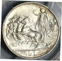 【極美品/品質保証書付】 アンティークコイン コイン 金貨 銀貨 送料無料 1917 PCGS MS 64 Italy 1 Lira Horses Chariot Silver Mint State Coin (22090501C)