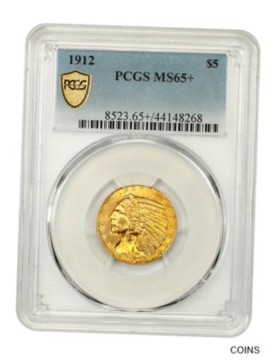 【極美品/品質保証書付】 アンティークコイン 金貨 1912 $5 PCGS MS65+ Incredible Luster - Indian Half Eagle - Gold Coin [送料無料] #gct-wr-013094-315