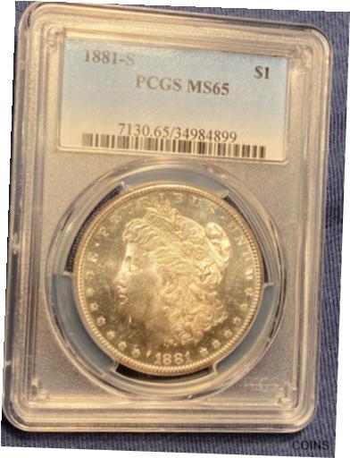 ڶ/ʼݾڽա ƥ    [̵] 1881 S MORGAN SILVER DOLLAR PCGS MS 65 CERTIFIED COIN WHITE FROSTY LUSTER