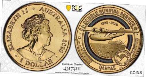 【極美品/品質保証書付】 アンティークコイン 硬貨 2020 Qantas Centenary Double Sunrise Service 1 Coloured Coin PCGS MS67 3211 送料無料 oct-wr-013096-1026