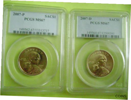 ڶ/ʼݾڽա ƥ    [̵] 2007-P&D SACAGAWEA PCGS MS67 BUSINESS STRIKE 2-COIN DOLLAR SET