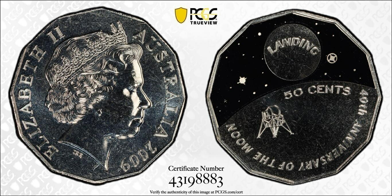 ڶ/ʼݾڽա ƥ    [̵] 2009 Moon Landing 50c Coin PCGS MS68 #8883