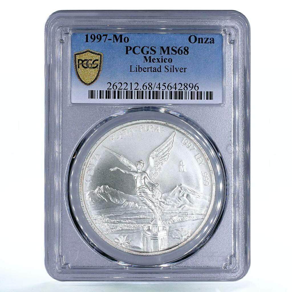 【極美品/品質保証書付】 アンティークコイン コイン 金貨 銀貨 [送料無料] Mexico 1 onza Libertad Angel of Independence MS68 PCGS silver coin 1997