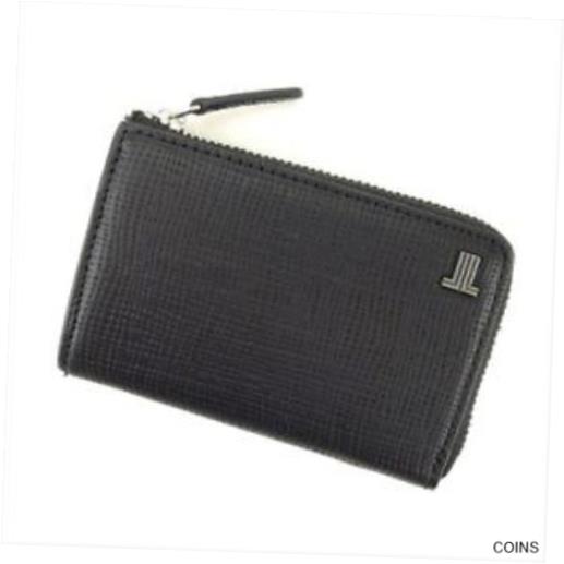 【極美品/品質保証書付】 アンティークコイン コイン 金貨 銀貨 [送料無料] Lanvin Wallet Purse Coin Purse Black Silver leather Mens Authentic Used H625