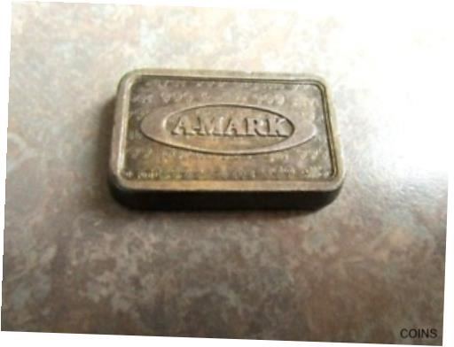 yɔi/iۏ؏tz AeB[NRC RC   [] 1980 A-MARK Oval Logo USVI Ingot 1oz CHUNKY Stacker .999 Silver AMARK Bar