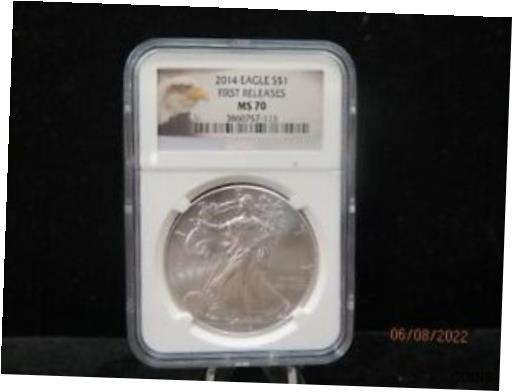 楽天金銀プラチナ　ワールドリソース【極美品/品質保証書付】 アンティークコイン コイン 金貨 銀貨 [送料無料] 2014 American Silver Eagle, NGC Graded MS-70. Large Store Sale. #1749