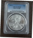 2014 アメリカン シルバー イーグル「バーニング リバティ」1 オンス シルバー、展示ケース入り、COA 付き 2014 American Silver Eagle Dollar PCGS MS 69 US Mint Coin .999 Fine $1