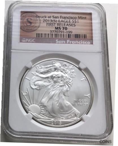 2013 $1 アメリカン シルバー イーグル 1オンス PCGS MS69 エドモンド C. モイ シグネチャー 2013 (S) SILVER AMERICAN EAGLE NGC MS70 STRUCK IN SAN FRANCISCO 1ST RELEASES