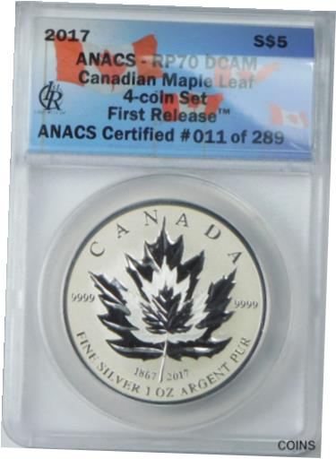 ڶ/ʼݾڽա ƥ    [̵] 2017 $5 Canadian Silver Maple Leaf ANACS RP70 DCAM 1 Oz .9999 Fine Coin FR