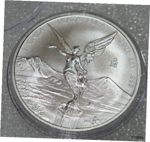  アンティークコイン コイン 金貨 銀貨  2021 Mexico BU Silver 1 oz Libertad Mexican Estados Unidos ONZA Coin in capsule