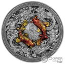 【極美品/品質保証書付】 アンティークコイン コイン 金貨 銀貨 [送料無料] KOI AND DRAGONS 2 Oz Silver Coin 10000 Francs Chad 2023