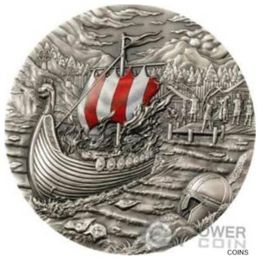 【極美品/品質保証書付】 アンティークコイン コイン 金貨 銀貨 送料無料 VIKINGS Afterlife Rites of Passage 2 Oz Silver Coin 10 Palau 2021