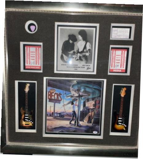 【極美品/品質保証書付】 アンティークコイン 硬貨 JEFF BECK & STEVIE RAY VAUGHAN autographed album cover GUITAR PICK PSA LOA COA [送料無料] #oof-wr-013242-33