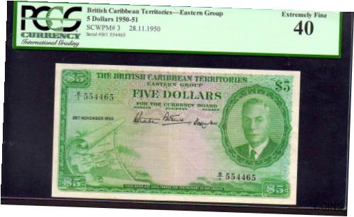 yɔi/iۏ؏tz AeB[NRC d BRITISH CARIBBEAN TERRITORIES P3 $5 1950 PCGS 40 RARE gKING GEORGE VIh gMAP NOTE [] #oot-wr-013259-224